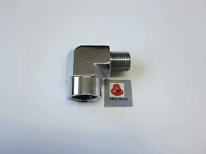 Lowrider Hydraulics 1/2"F to 3/8"M elbow fitting, Chrome, 1 - Imagen 1 de 4