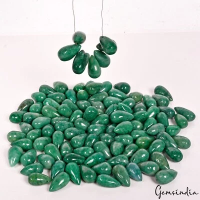 Cuentas perforadoras de pera esmeralda verde natural 1700 quilates/gemas briolette para joyería Foto 1 de 4