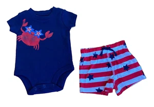 NEW Baby boy NEWBORN summer 2 pcs set outfit PATRIOTIC gift idea - Picture 1 of 9