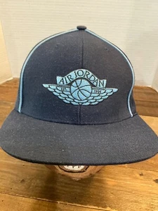 VINTAGE Air Jordan Wings Navy & Light Blue 7 1/2 Jumpman Hat Fitted Cap Men - Picture 1 of 8
