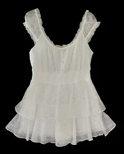 Alice + Olivia Gracie weiß Ösen Chiffon Strampler Gr. 12 Reg $ 395 neu mit Etikett - Bild 1 von 4