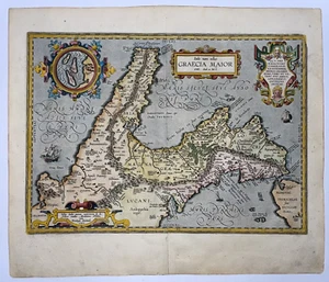 SUR DE ITALIA 1624 ABRAHAM ORTELIO BONITO MAPA ANTIGUO GRANDE SIGLO XVII - Imagen 1 de 10
