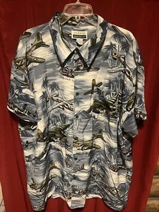 Camicia hawaiana manica corta Skoops Worldwide da uomo taglia 3XL WW2 Bombers usata in ottime condizioni - Foto 1 di 12
