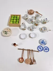 Dolls House Accessories Crockery Ceramic Brass Saucepan - Picture 1 of 18