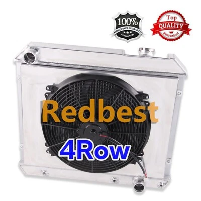 Radiador 4 fileiras + ventilador de cobertura para 1963-1966 64 65 Chevy C/K Pickup C10 C20 C30 CC284 - Imagem 1 de 4