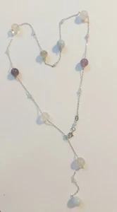 collana in argento 925 con acquamarina tonda, quarzo rosa, prenite e ametista - Foto 1 di 4