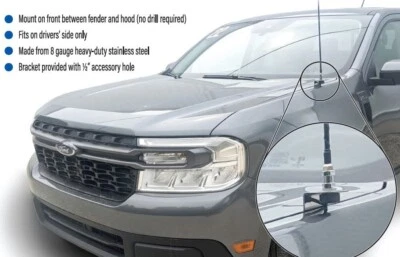 PROCOMM PC22-4504 3FT CB ANTENNA KIT FENDER MOUNT 2021 & UP FORD MAVERICK TRUCK - Image 1 of 3