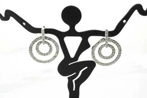 Womens 14K White Gold 1.00tcw Diamond Double Circle Stud Earrings #22615 - Picture 1 of 4