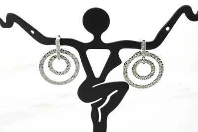 Womens 14K White Gold 1.00tcw Diamond Double Circle Stud Earrings #22615 - Image 1 of 4