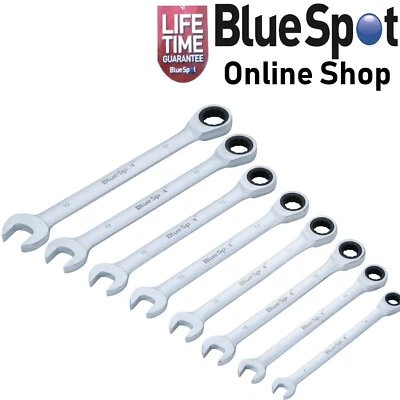 JUEGO DE LLAVES DE TRINQUETE MÉTRICAS 8 PIEZAS TAMAÑOS SURTIDOS 8mm - 19mm, PUNTO AZUL 04310 - Imagen 1 de 4