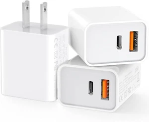 3Pack IPhone 16 15 13 12 11 20W Fast Charger Block USB Type C Wall Power Adapter - Picture 1 of 6