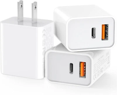 3Pack IPhone 16 15 13 12 11 20W Fast Charger Block USB Type C Wall Power Adapter - Image 1 of 4