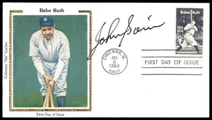 Johnny Sain Signed 1st Day Cover AUTO B. Ruth Cachet MLB B. Braves 3x All-Star! - Picture 1 of 2
