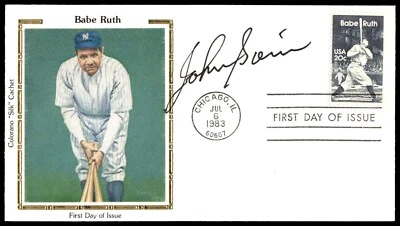 Johnny Sain Signed 1st Day Cover AUTO B. Ruth Cachet MLB B. Braves 3x All-Star! - Image 1 of 2