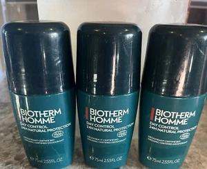 3 PACK Biotherm Homme Antiperspirant Natural Protect 24H Roll On 75ml/2.53oz - Picture 1 of 3