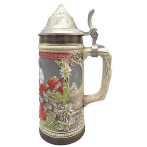 VTG DBGM "GERZ W. GERMANY" BEER STEIN PEWTER LID MUG TOWN FOLK TAVERN PUB - Picture 1 of 20