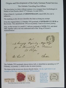 Vorphila German Postal History Greifenhagen to Stettin 1850's TPO - Picture 1 of 7