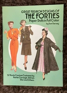 Great Fashion Designs of The Forties Paper Dolls Book Vintage Tom Tierney - Bild 1 von 2