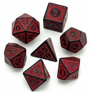 Antique Red 7 Dice Set Poly RPG DnD Dungeons Dragons AD&D Pathfinder d20