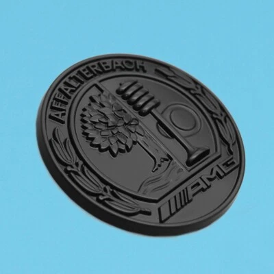 For AMG Front Hood Affalterbach Apple Tree Flat Emblem 57mm 3D Badge Black - Image 1 of 4