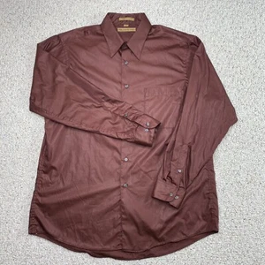 Milano Uomo Mens Dress Shirt sz 16.5 Rust Lightweight Button Up Stretch Pocket - Picture 1 of 13