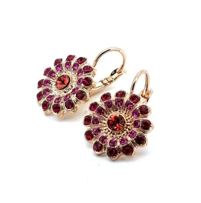 Earrings By Mariana Woman Gorgeous Red and Rose Peach Swarovski Crystals - Image 1 of 4