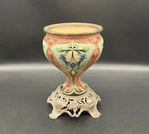 Jugendstil Übertopf für Blumen Majolika 23,3 cm hoch Antik Vintage um 1900 - Bild 1 von 12