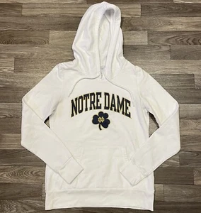 Felpa con cappuccio Champion Notre Dame Fighting Irish donna media tinta unita bianca - Foto 1 di 8