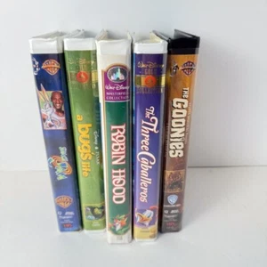 5 VHS Movies~Clamshell~Family~WB~Disney~Space Jam~Bug Life~Goonies~Pre-Owned - Picture 1 of 15