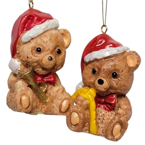 VTG 80s Christmas Around the World Barely Bears Christmas Ornaments 2 Pc Teddy - Picture 1 of 4