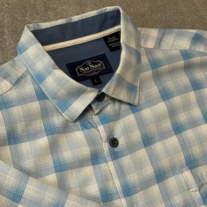 Nat Nast Shirt Mens Silk Blend Plaid Button Up Short Sleeve Size Large Casual - Bild 1 von 6
