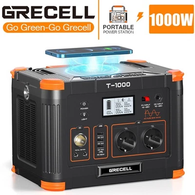 GRECELL Pro 999Wh Tragbarer Solar Powerstation Solargenerator Outdoor Camping Notstrom