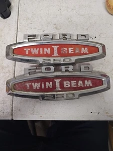vintage FORD 250 TWIN I BEAM Fender Side metal emblem OEM C6TB-16720-B - Picture 1 of 8