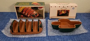 VTG • Terra Cotta • Taco Shell Holder & Cactus Salsa Bowl • New/Unused • Exc! - Picture 1 of 7