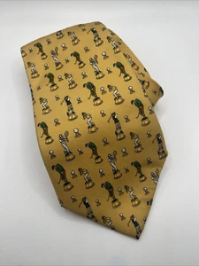 SALVATORE FERRAGAMO Seidenkrawatte ITALIEN Luxus Golf Golfen adrette gelb Vintage - Bild 1 von 7
