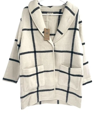 Marine Layer Liverpool Coatigan Womens Small Windowpane Recycled Pockets Cardiga - Image 1 of 4