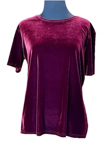 Kathy Ireland Velvet Fitted Shirt Maroon 90s  Fitted Holiday Vintage Women’s L - Picture 1 of 9