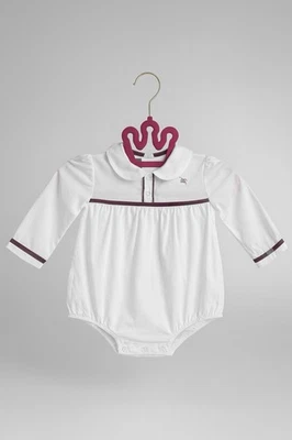 Mameluco vintage Burberry bebé niña manga larga - algodón blanco - talla 18M / 86 cm Foto 1 de 4