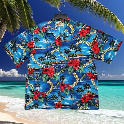 Hilo Hattie Hawaiian Shirt Loud All over Print Size Mens XL USA 100% Cotton Fish - Image 1 of 4