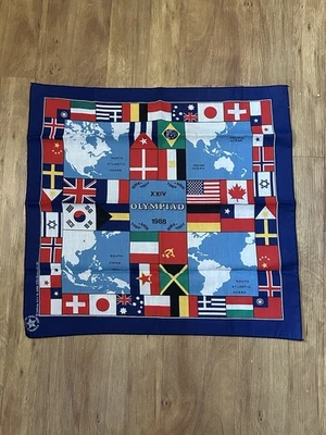 Cachecol olímpico 1988 Seul XXIV bandana olímpica vintage - Imagem 1 de 4