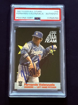 Fernando Valenzuela Signed Autograph 1987 Fleer All-Stars #10 PSA DNA - Image 1 of 3