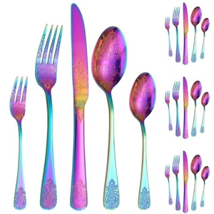 Set Posate Colorate 20 Pezzi, Acciaio Inox Arcobaleno Posate Se... - Foto 1 di 6
