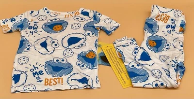Camisa y Pantalones Pijama Sesame Street Cookie Monster Viscosa Manga Corta Nuevo 3T Foto 1 de 4