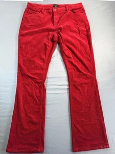 Long Tall Sally Corduroy Pants Boot Cut Flare Trousers Red Jeans Size 12 - Picture 1 of 11