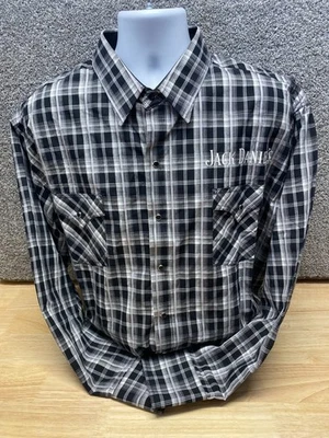 Camisa Western Jack Daniels Para Hombres 2XL Negra Gris A Cuadros Perla A Presión Solapa Bolsillo Logo Foto 1 de 4