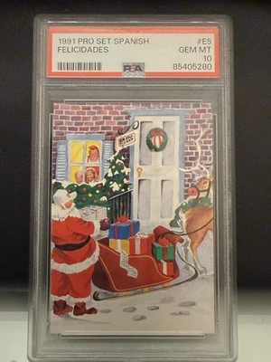 Felicidades Card 1991 Pro Set Spanish #E5 PSA 10 Pop Of 11 Gem MINT SANTA SP - Image 1 of 2