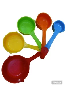 Bakery Cooking Plastic Measuring Cups with Coffee Spoon, Set of 5 Multi Color - Picture 1 of 6