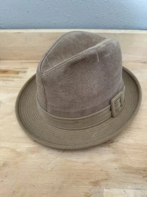 DOBBS Fedora Hat Size 6 3/4 Tan Suede FEDORA - Image 1 of 4