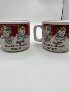 2 Campbells Soup Mugs Cups Vtg Westwood Campbell Kids Collectible 1989 KOREA - Picture 1 of 5