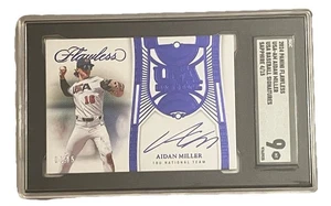 2024 Flawless Aidan Miller Sapphire USA Baseball On-Card Auto /15 SGC 9 # USA-AM - Picture 1 of 4